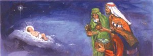 Painting of Wisemen and Jesus